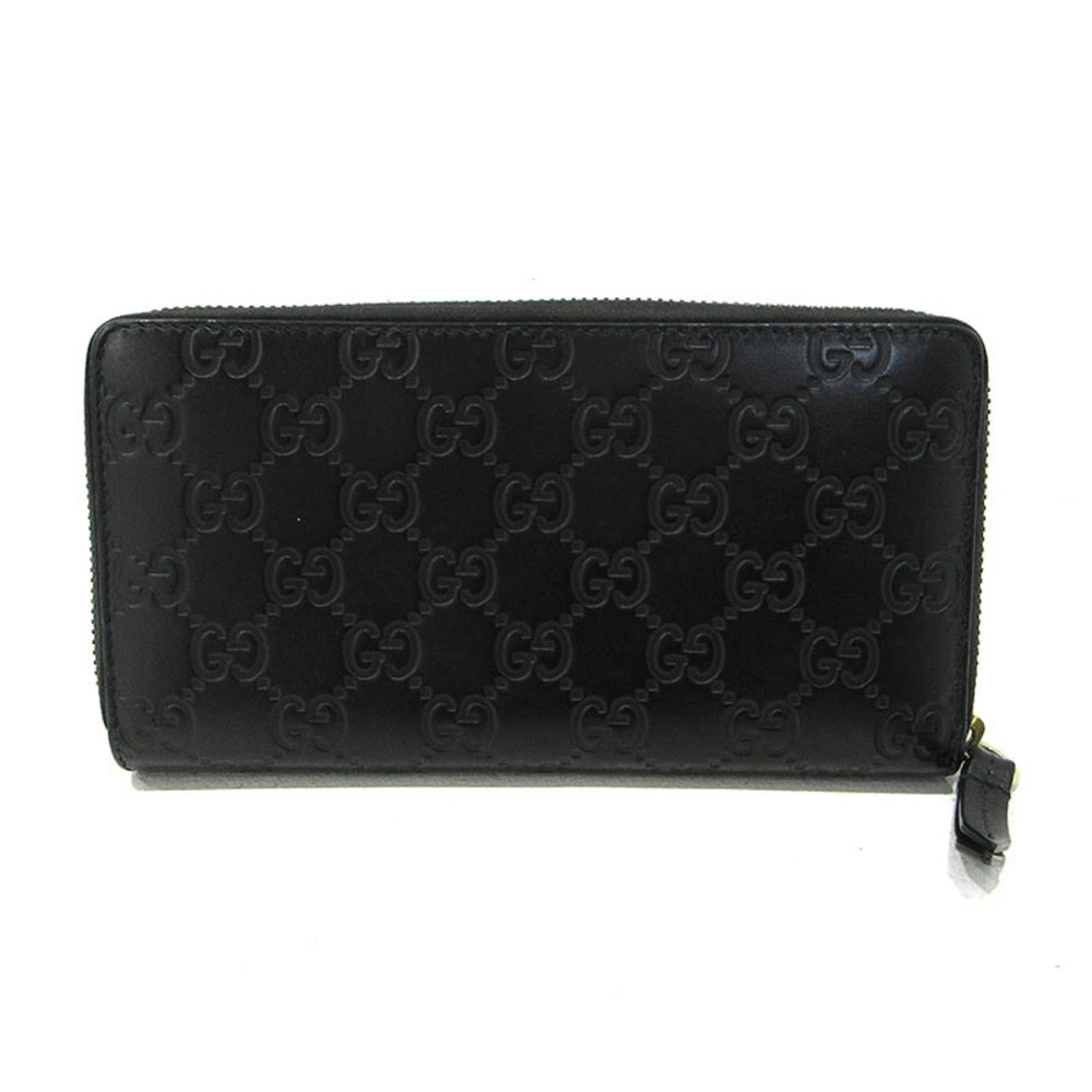 Gucci Zipper Round ssima Black Wallet Long Black